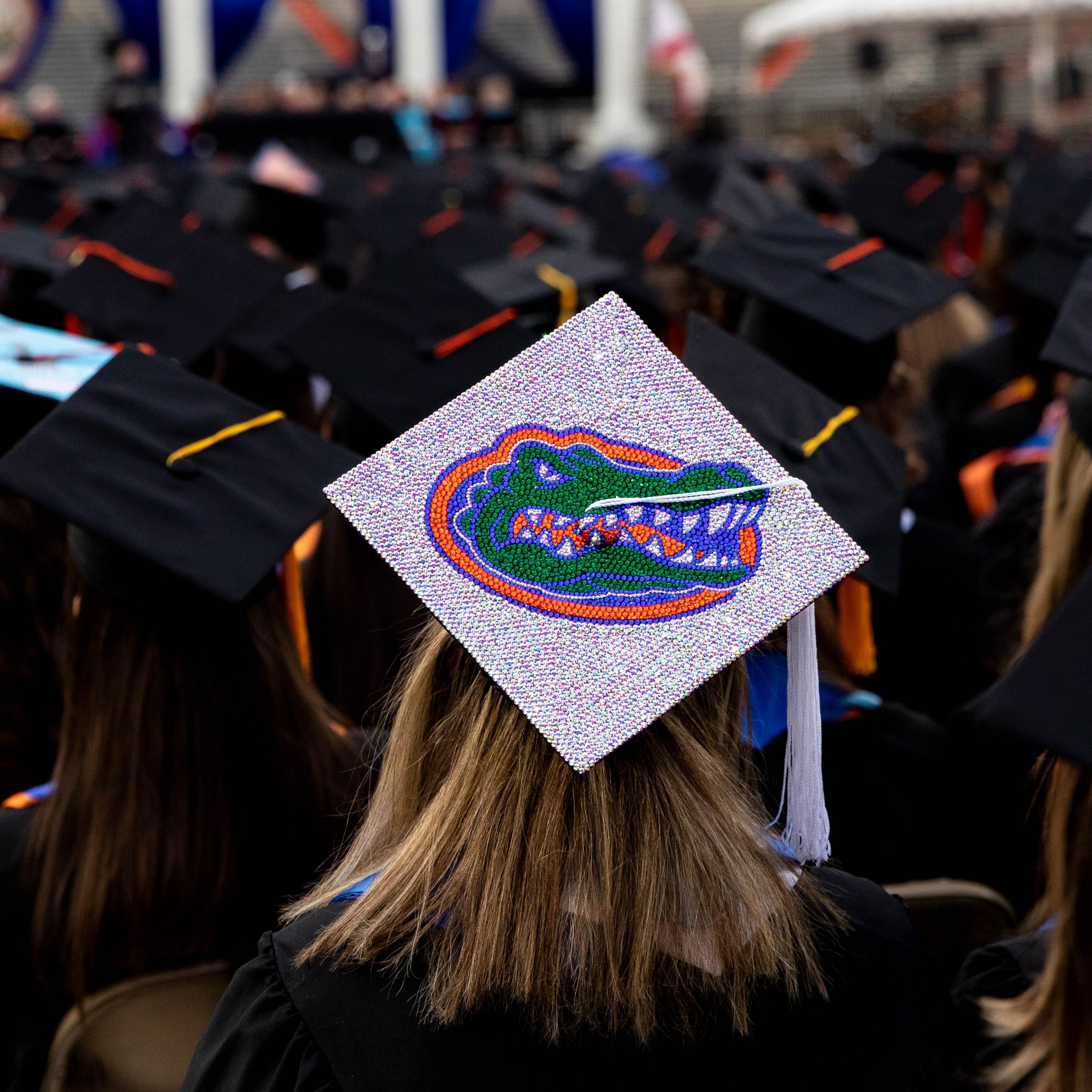 Graduation cap decorated with the logo of the Florida Gators.